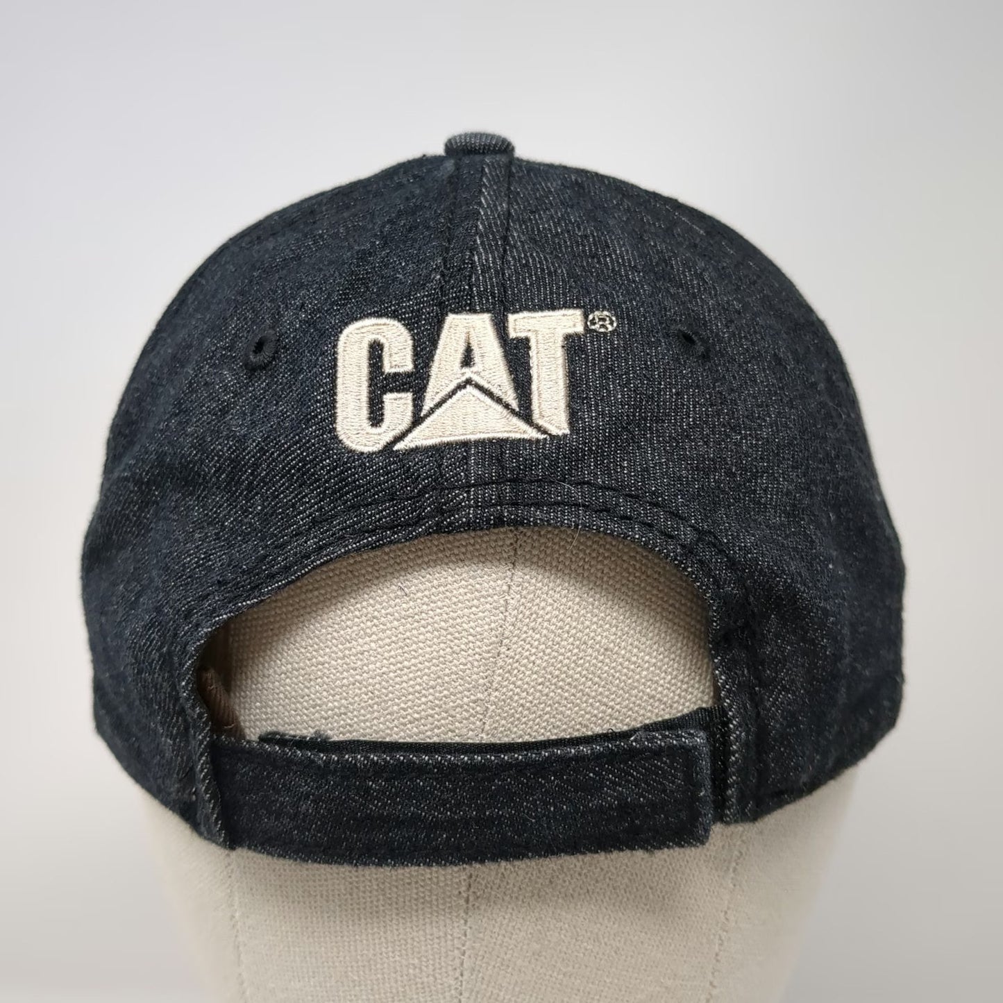 MPC Baseball Cap Blue Brown OSFM Denim Caterpillar Equipment Logo Hat Adjustable