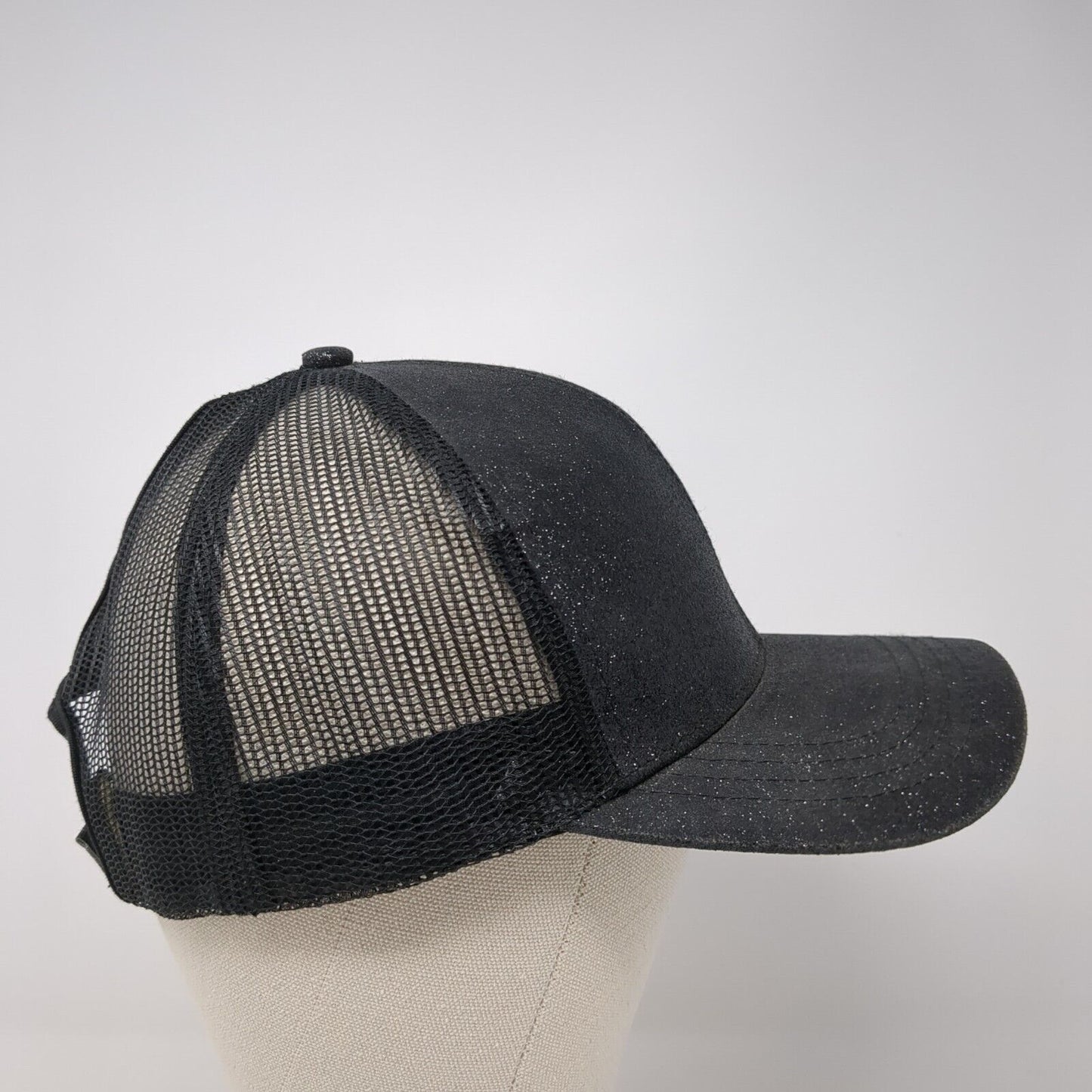 Unbranded Strapback Mesh Back Trucker Hat Ponytail Gray One Size Sparkly