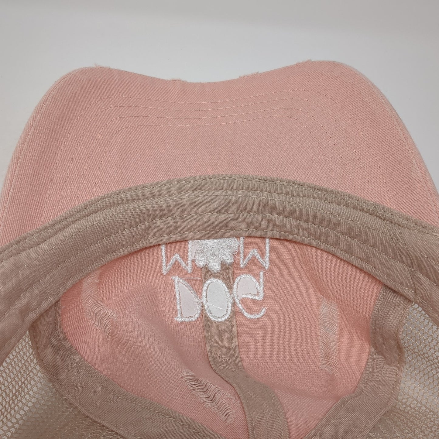 Dog Mom Ponytail Trucker Hat Pink One Size Adjustable Distressed Mesh Back