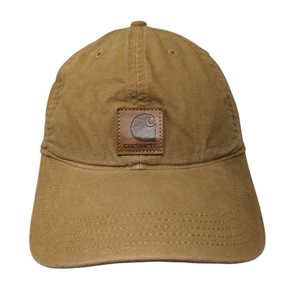 Carhartt Strapback Hat Brown OSFA Adjustable Patch Logo 6 Panel Cotton