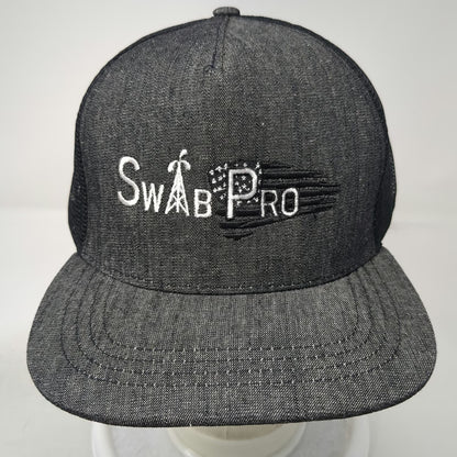 Trucker Hat Gray One Size Swab Pro Embroidered Logo Mesh Back Snapback Flat Bill