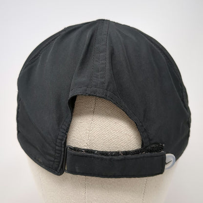 Nike Baseball Cap Black One Size White Swoosh Performance Strapback Hat Running