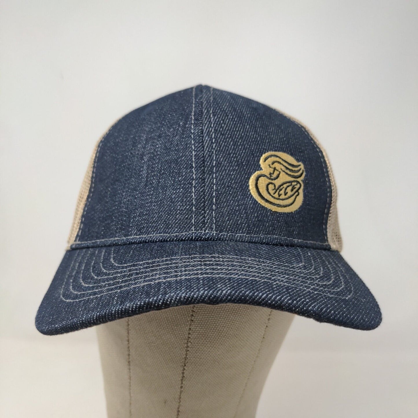 Panera Bread Men's Strapback Mesh Back Hat Tan Blue Adjustable Uniform Employee