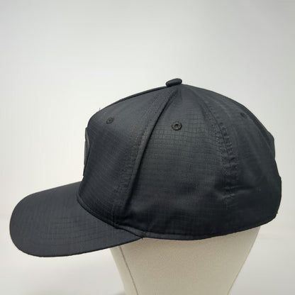 Adidas 5 Panel Black Hat OSFM Snapback Rubber Logo Patch Three Stripes Polyester