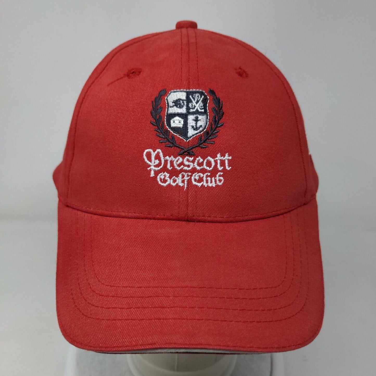 Prescott Golf Club Strapback Hat Red One Size Embroidered Vent Holes