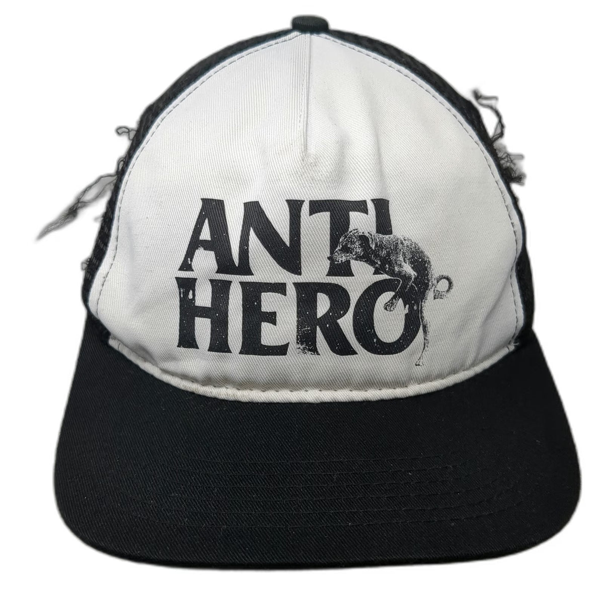 Anti Hero Trucker Hat Black Mesh Back Flat Brim Pigeon Logo Snapback Vintage