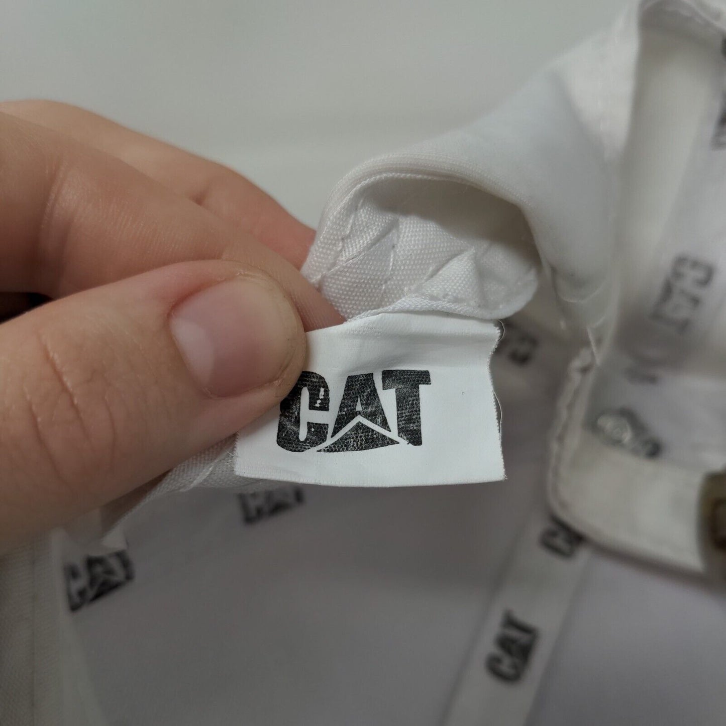 CAT Slideback Hat White OS Adjustable Embroidered Logo Vented Holes 6 Panel