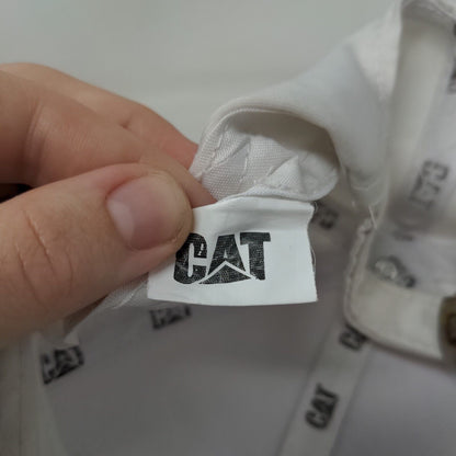 CAT Slideback Hat White OS Adjustable Embroidered Logo Vented Holes 6 Panel