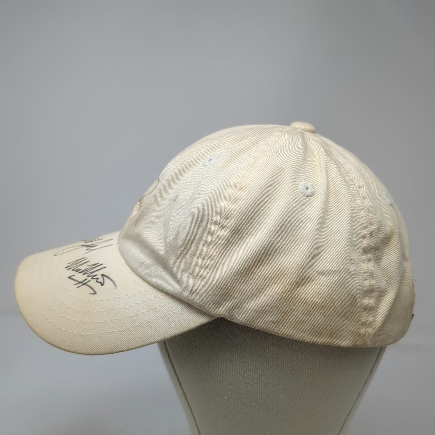 Imperial Baseball Cap Beige One Size Autographed Signed Cotton Crest Hat