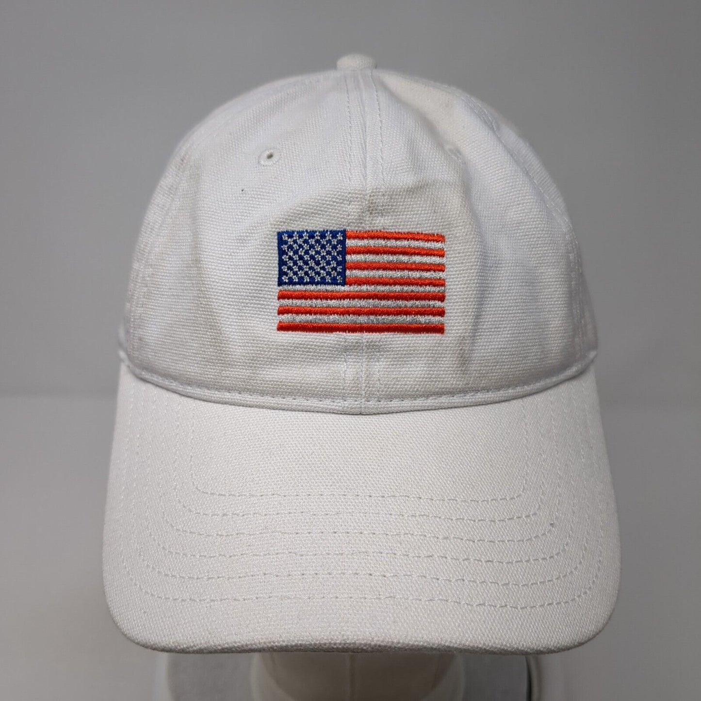 American Flag Slideback Hat White One Size Adjustable Embroidered