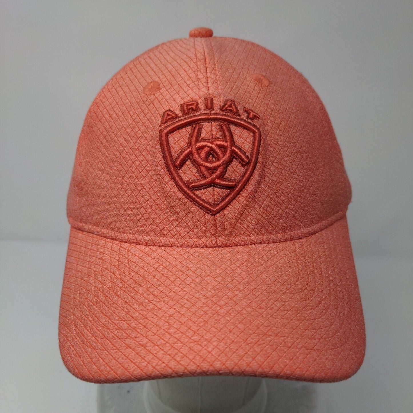 Ariat Strapback Hat Orange OSFM Adjustable Embroidered Logo Vented Holes 6 Panel