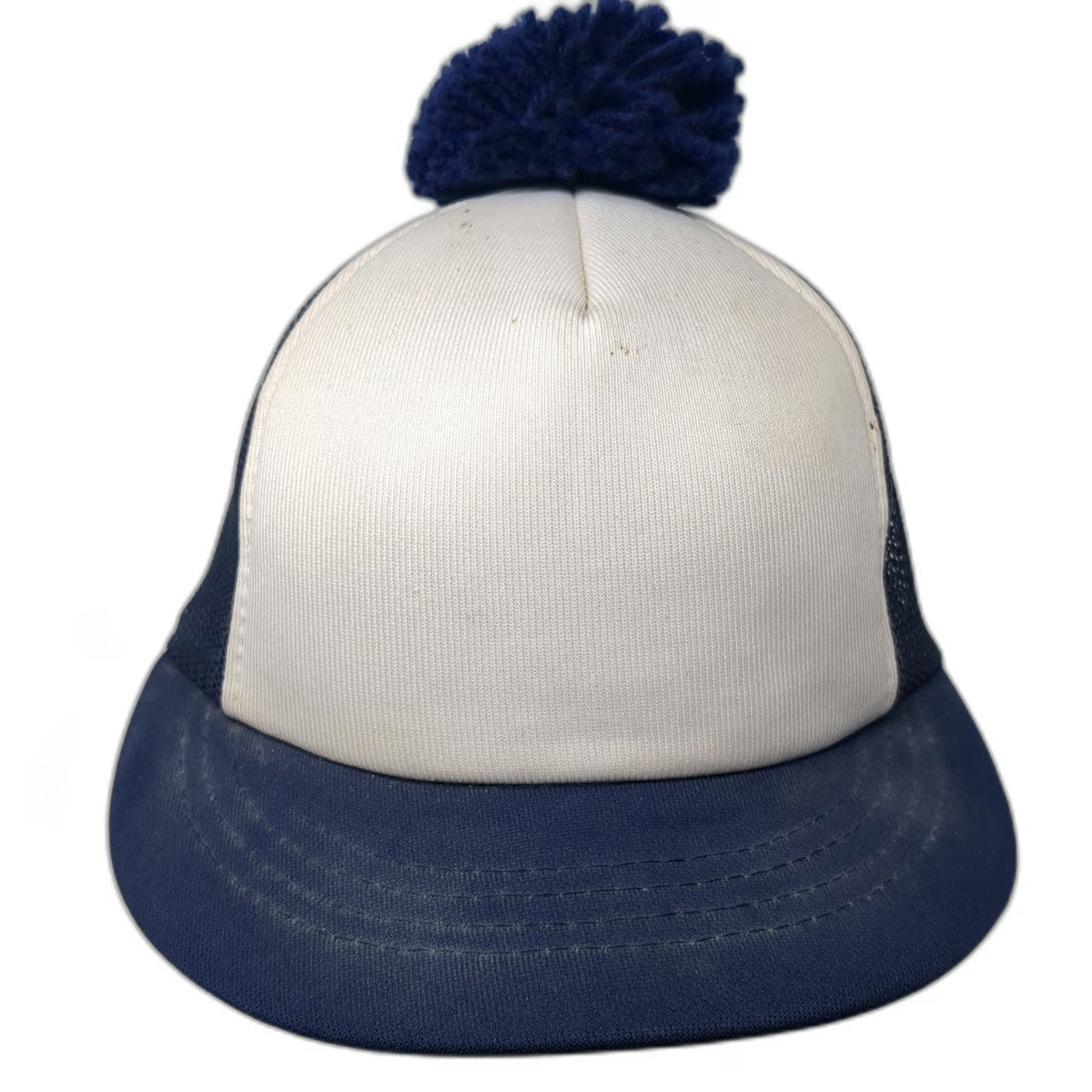 Blue White Trucker Hat Mesh Back Pom Pom Snapback Foam Front Cap Vintage