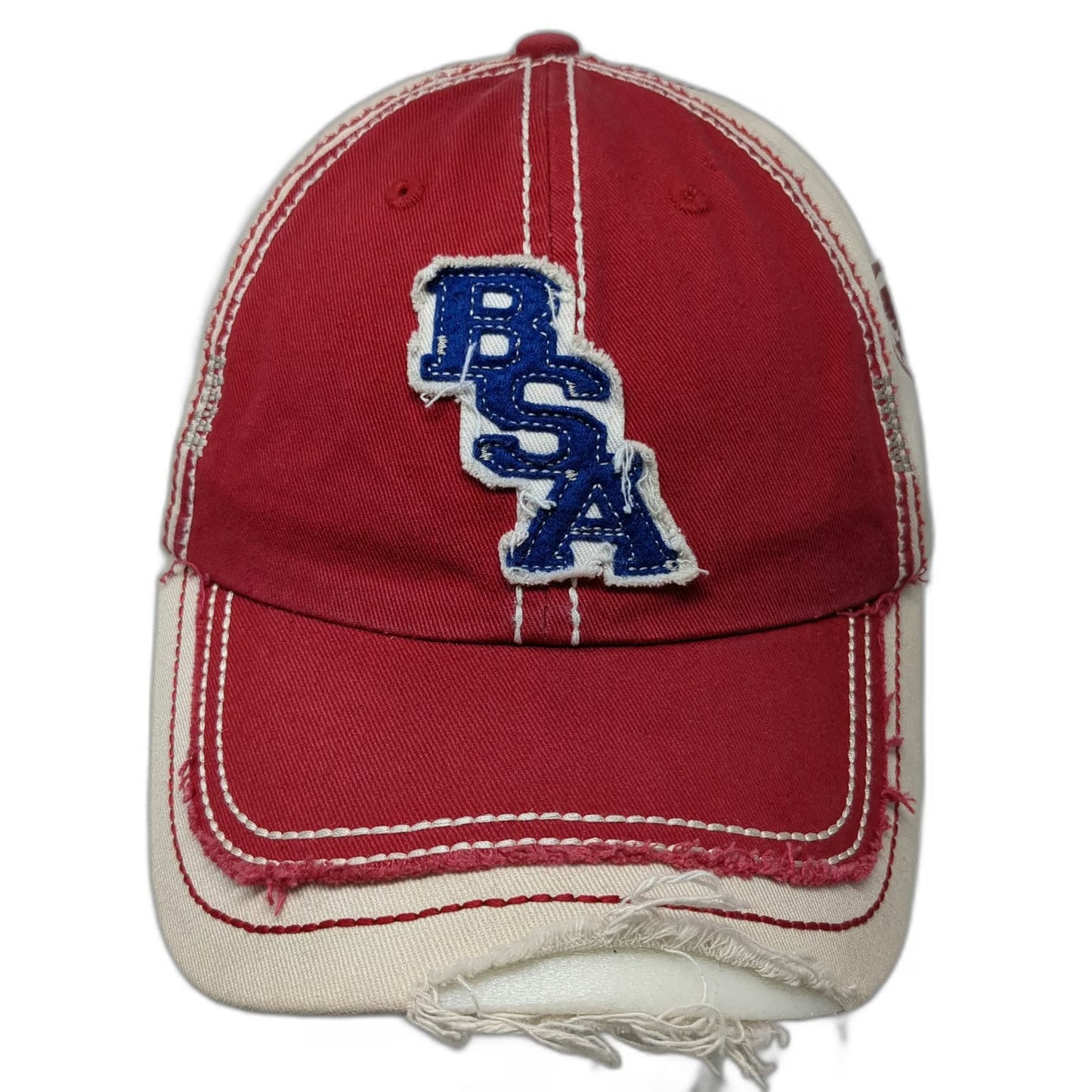 Red Boy Scouts of America BSA Baseball Cap One Size Distressed Strapback Hat