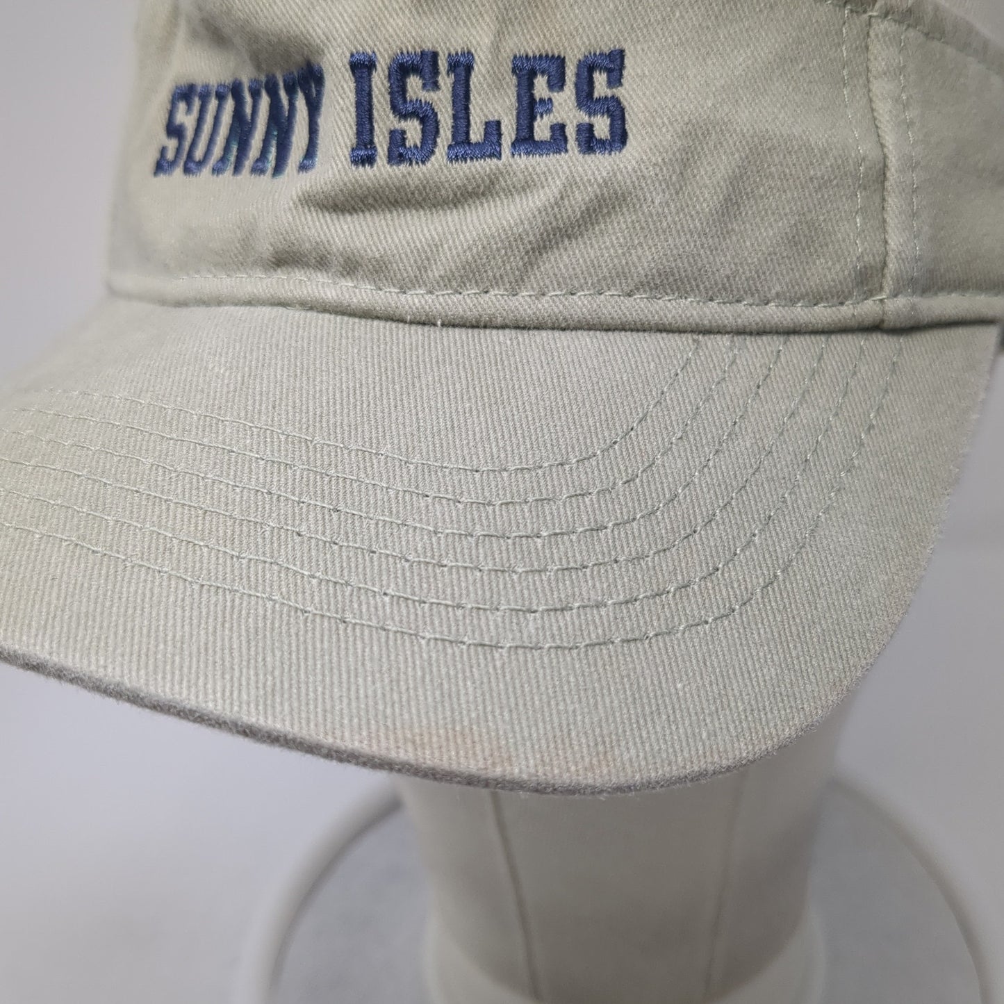 Sunny Isles Sun Visor Hat Beige One Size Adjustable Strap Embroidered Kaufman
