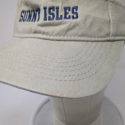 Sunny Isles Sun Visor Hat Beige One Size Adjustable Strap Embroidered Kaufman