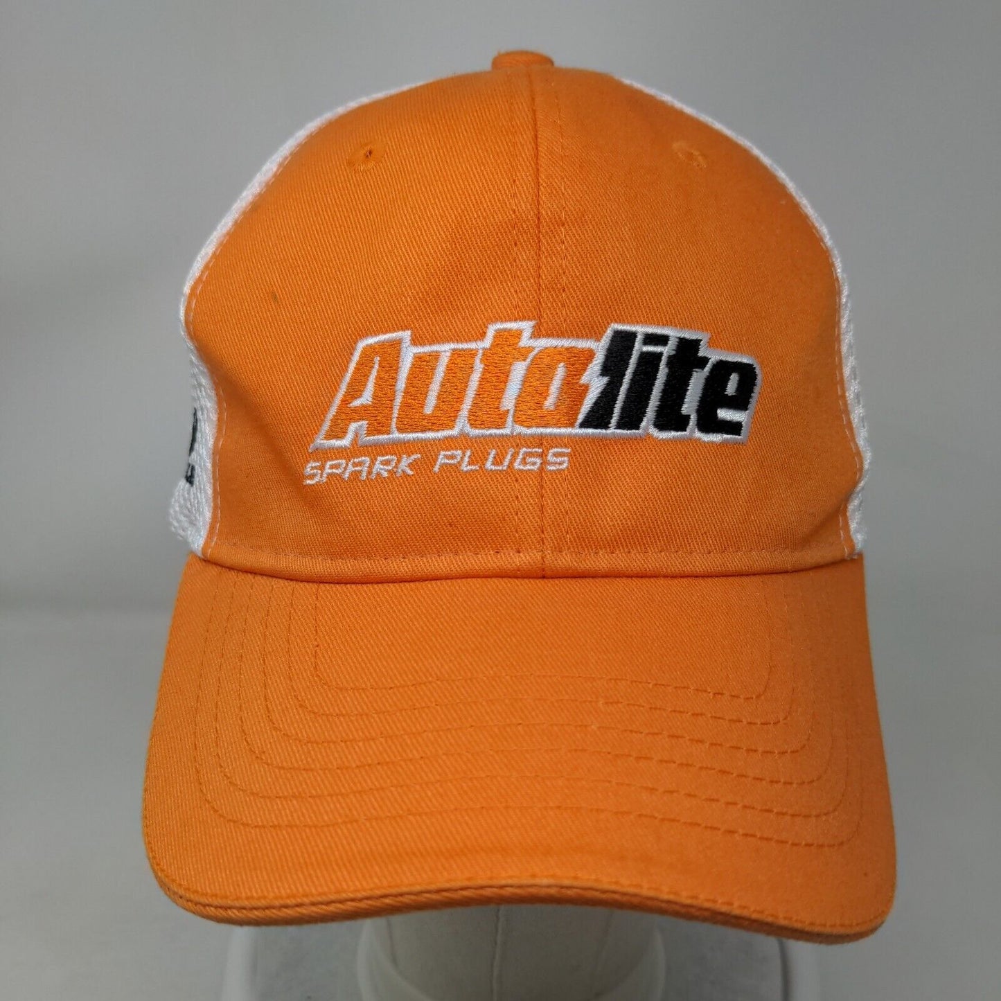 Autolite Fitted Mesh Back Hat Orange White Embroidered NASCAR Performance Logo