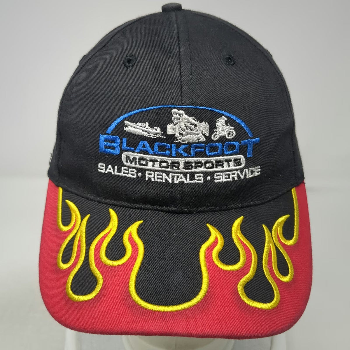 Cap America Blackfoot Motor Sports Flame Brim Baseball Cap Black One Size Hat