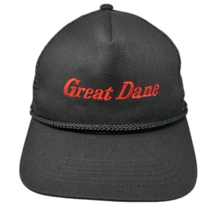 Gramling Trucker Hat Black One Size Great Dane Rope Mesh Snapback Green Brim
