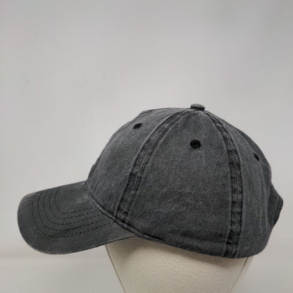 Unbranded Strapback Hat Gray Black Soot OSFM Adjustable 6 Panel Blank