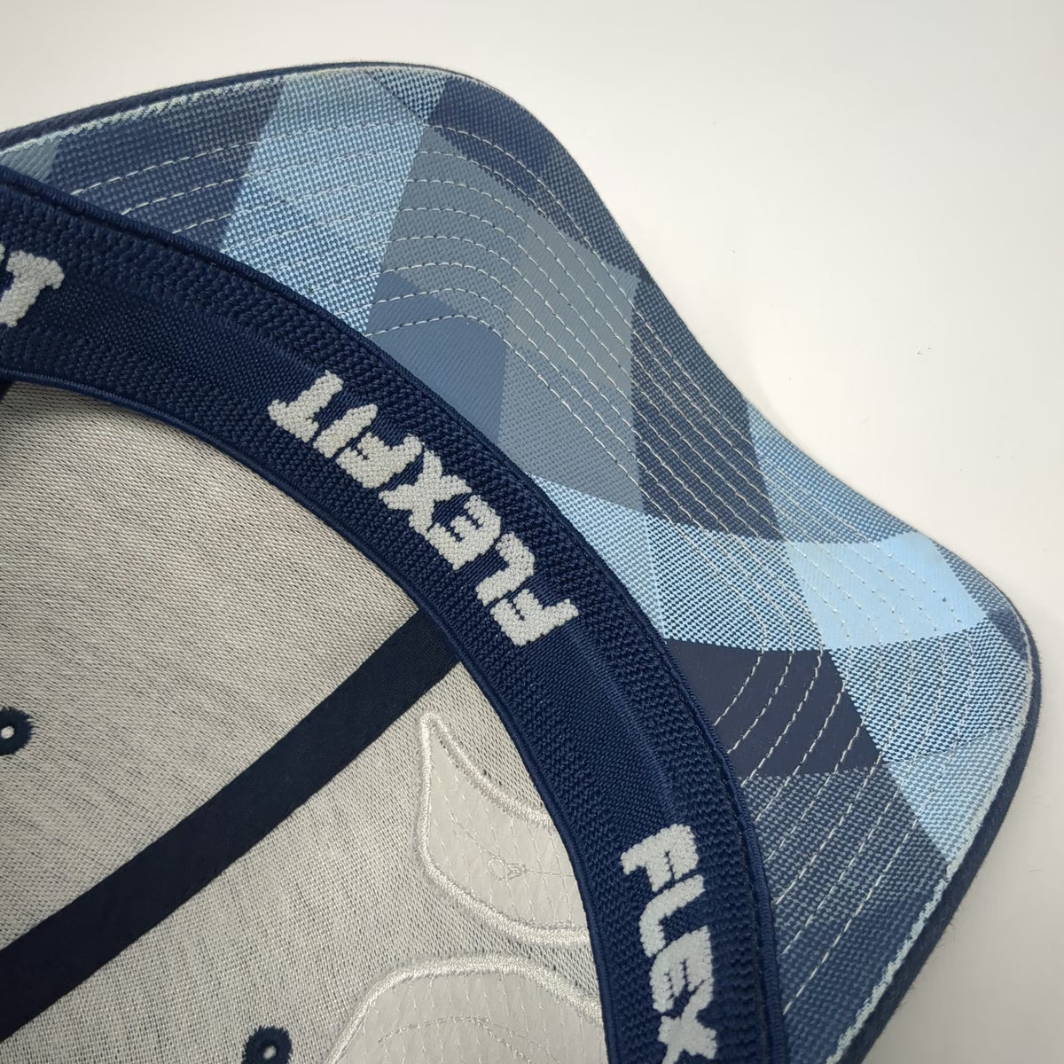 Hurley Baseball Cap Blue One Size Embroidered Plaid Icon Underbrim Flexfit Hat