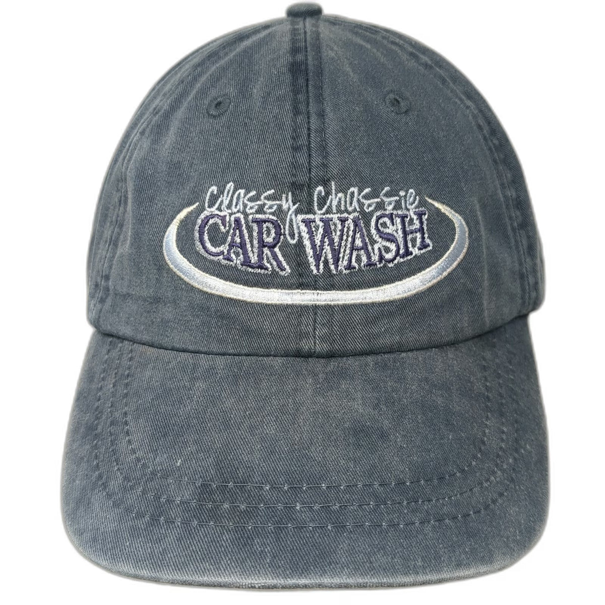 Adams Blue Baseball Cap One Size Leather Strapback Classy Chassie Car Wash Hat