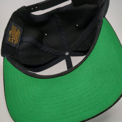 Yupoong Snapback Hat Black One Size idab Script Logo Flat Brim Green Underbrim