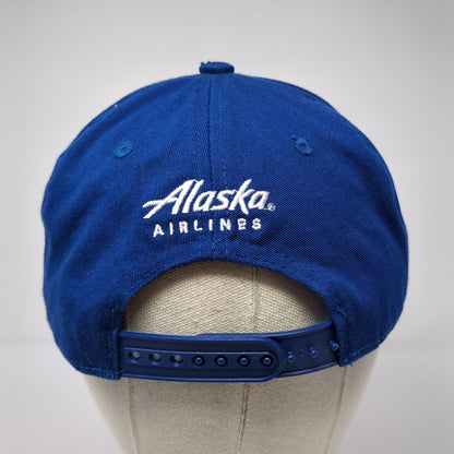 Letter S Snapback Hat Blue One Size Solid Alaska Airlines Embroidered