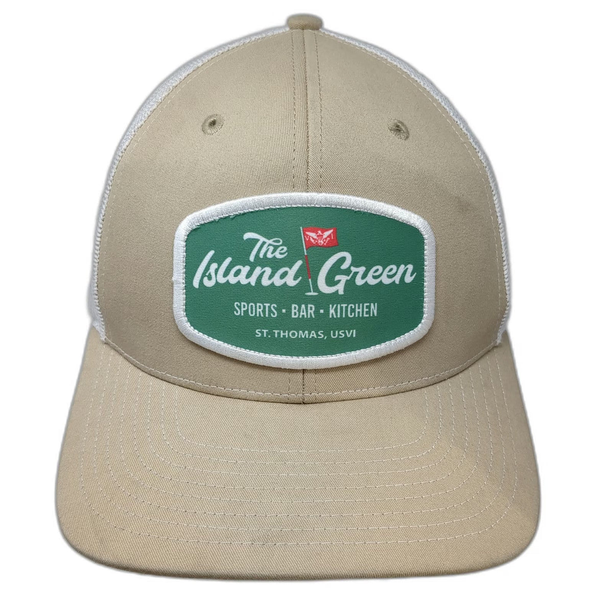 Richardson Trucker Hat Beige White Green One Size Mesh Snapback St Thomas USVI