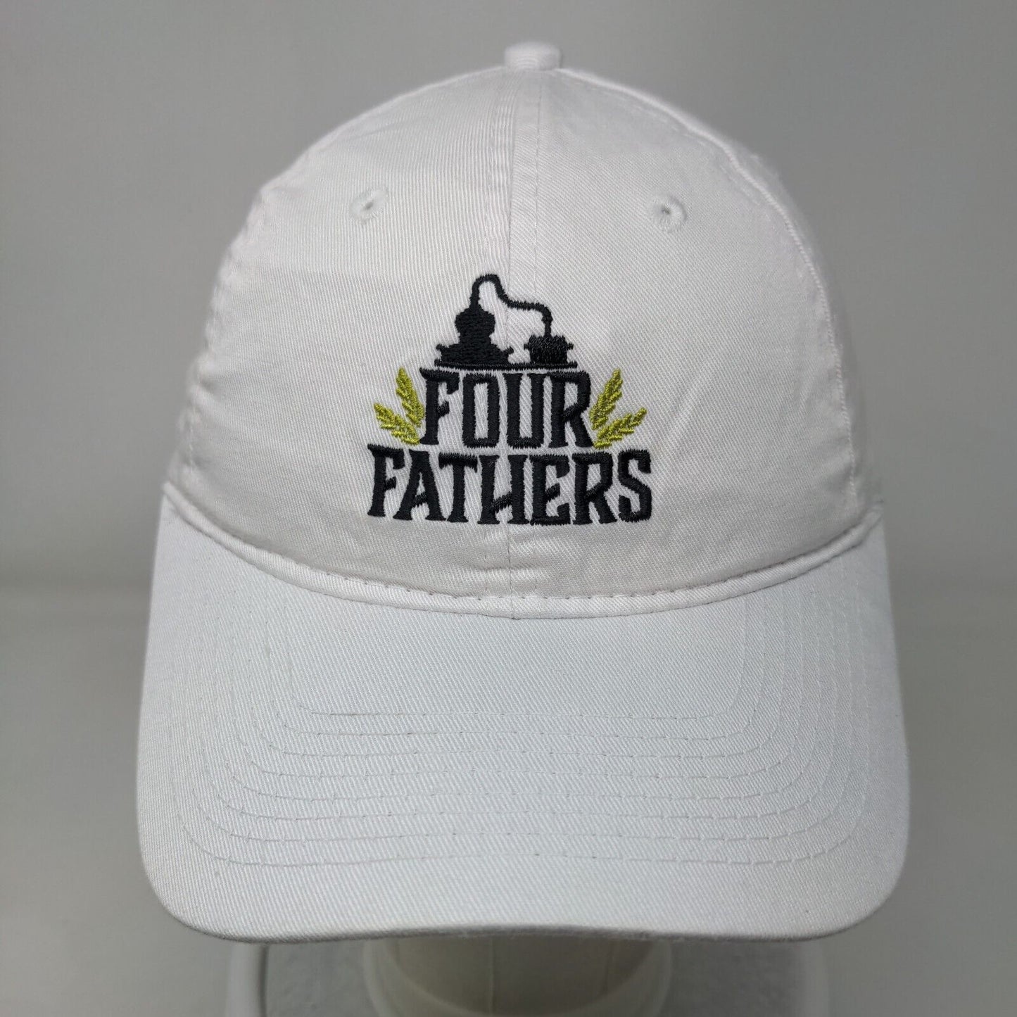 Four Fathers Strapback Hat White One Size Adjustable Embroidered Port & Company