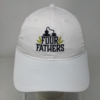 Four Fathers Strapback Hat White One Size Adjustable Embroidered Port & Company