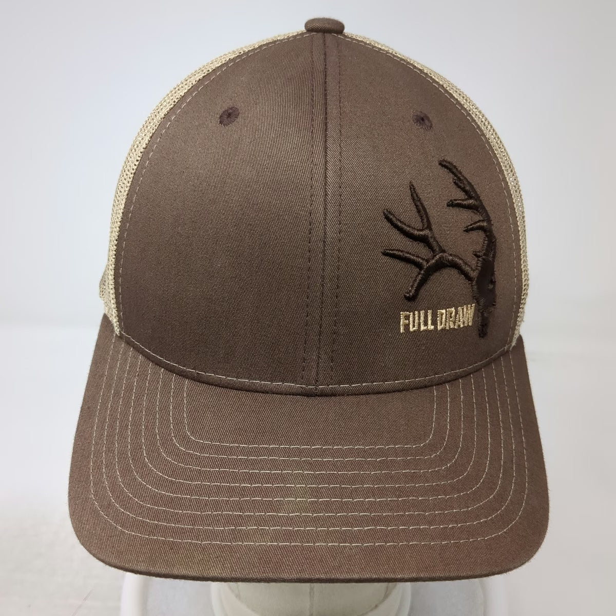 Richardson Trucker Hat Brown One Size Full Draw Deer Antler Mesh Snapback Hat