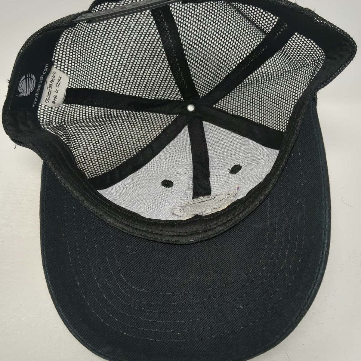 Rhino Rush Trucker Hat Black One Size Snapback Mesh Back Embroidered Logo