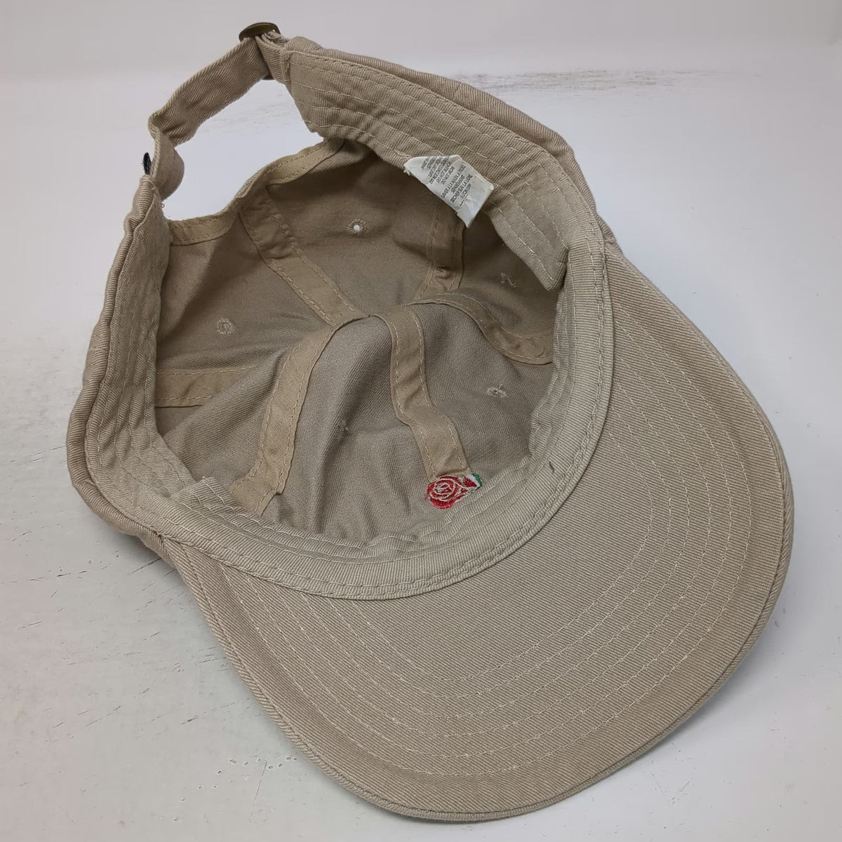 Empyre Baseball Cap Beige One Size Rose Flower Embroidery Slideback Cotton Hat