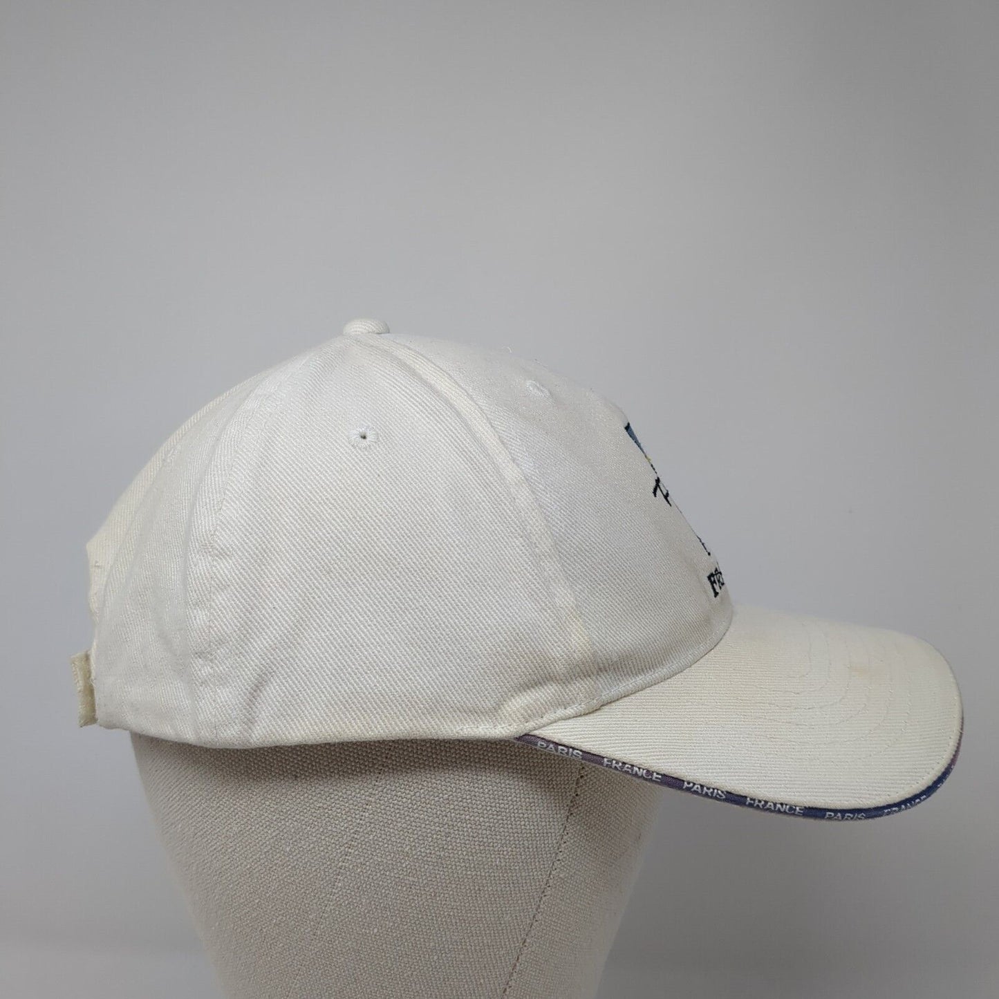 Paris France Strapback Baseball Cap Beige One Size Adjustable Embroidered