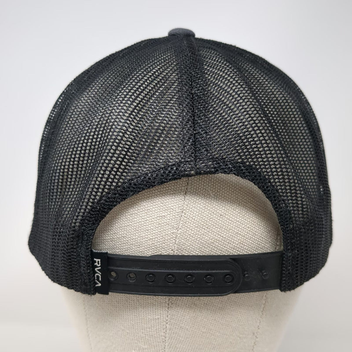 RVCA Trucker Hat Gray One Size Mesh Back Flat Brim Logo Graphic Snapback Square