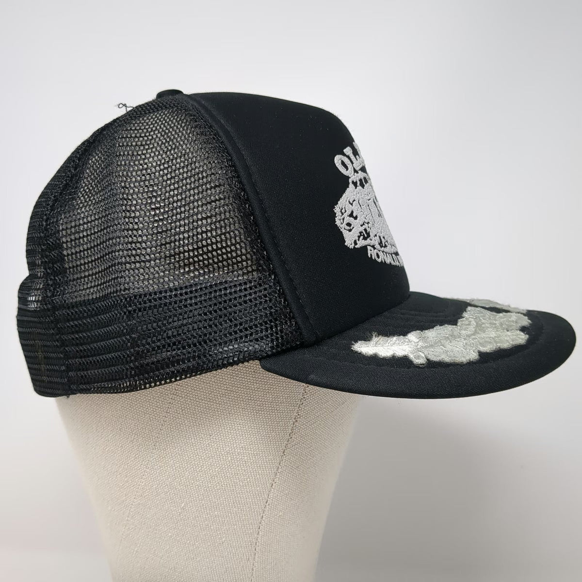 Otto Trucker Hat Black White One Size Old 3 Tavern Ronald WA Scrambled Eggs Brim