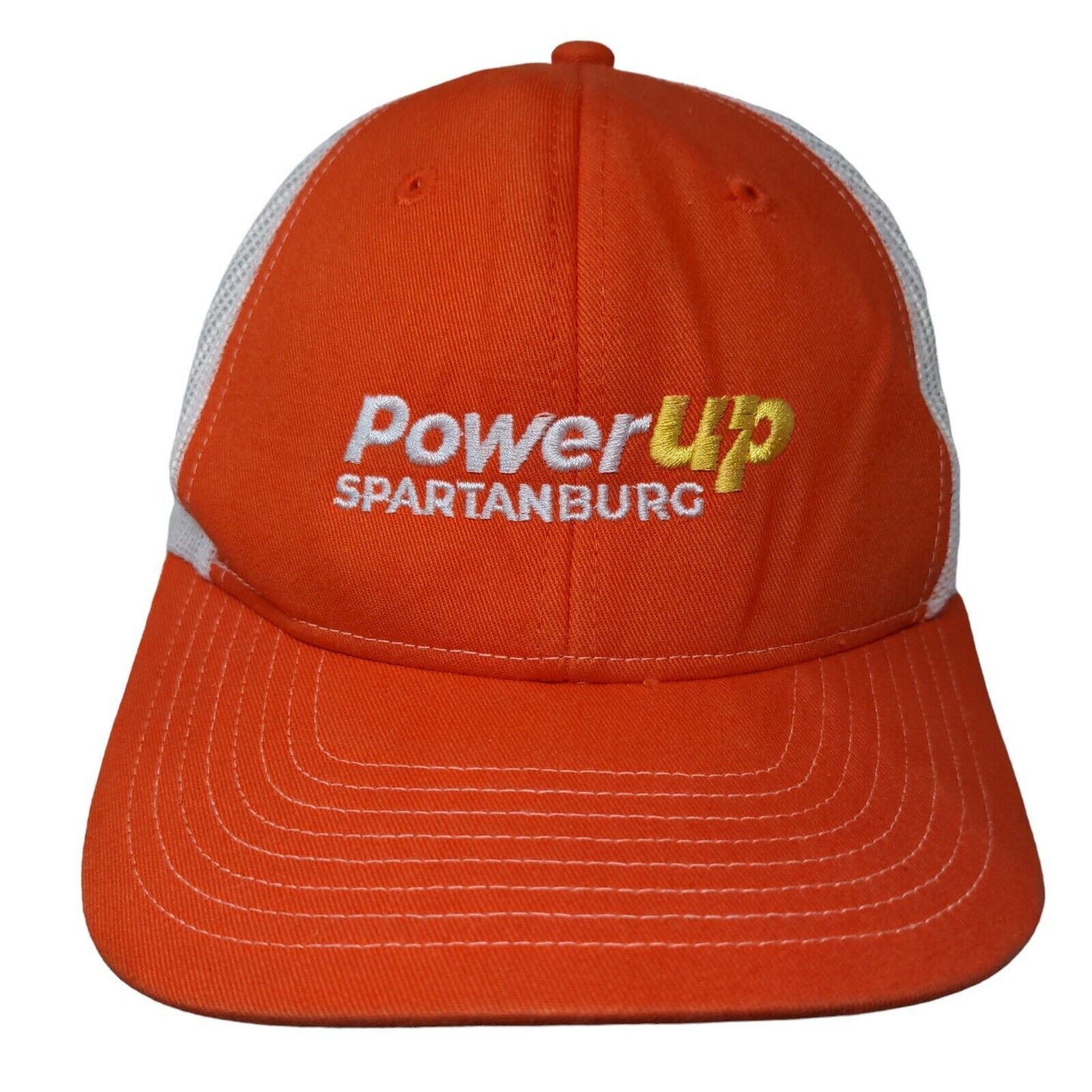 Power Up Spartanburg Snapback Mesh Back Trucker Hat Orange One Size