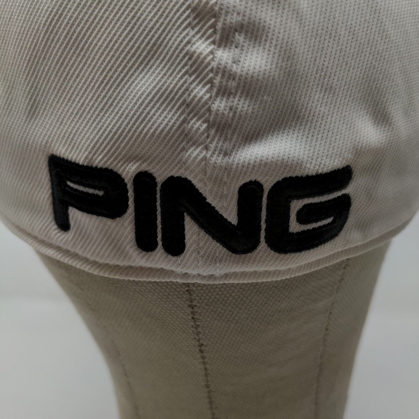 PING Men's Fitted Hat White Size S-M Embroidered Big Logo Nylon Blend