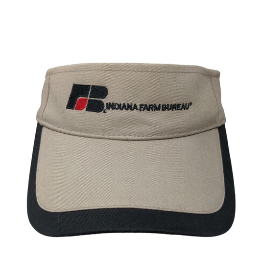 Indiana Farm Bureau Strapback Sun Visor Cap Hat Tan Embroidered Cap America