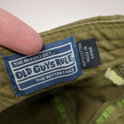 Old Guys Rule Baseball Cap Green One Size Living Legend Slogan Strapback Hat
