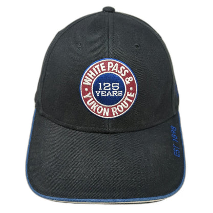 W.P. & Y.R. Baseball Cap Black One Size 125 Years Railway Anniversary Alaska Hat