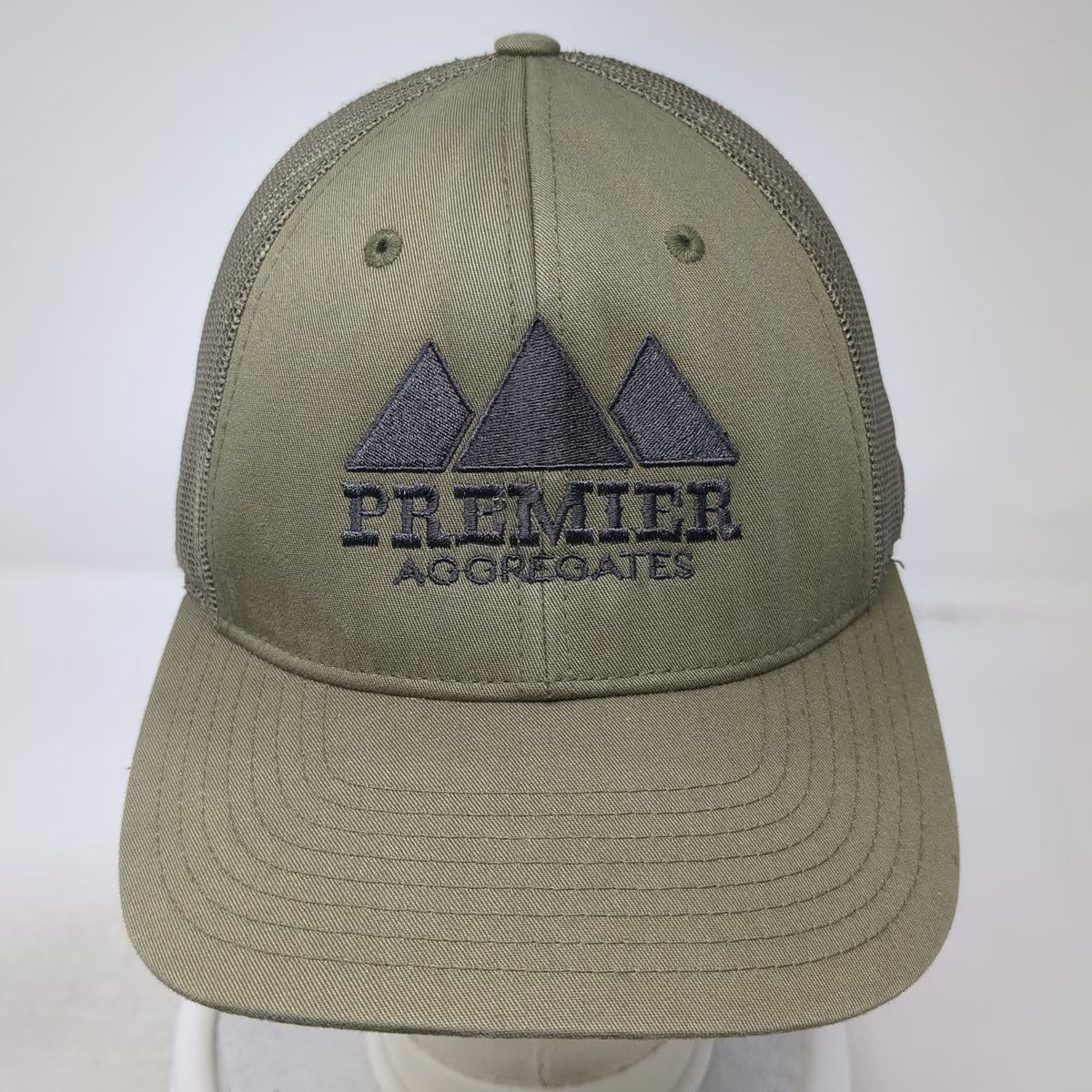 Richardson 115 Trucker Hat Green L Premier Aggregates Mesh Back Snapback