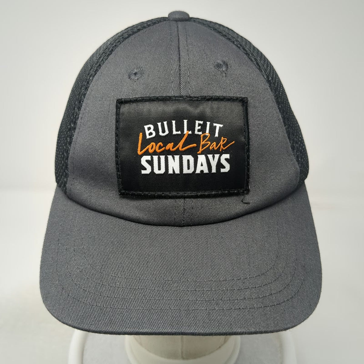 Bulleit Bourbon Trucker Hat Gray One Size Local Bar Sundays Mesh Back Snapback