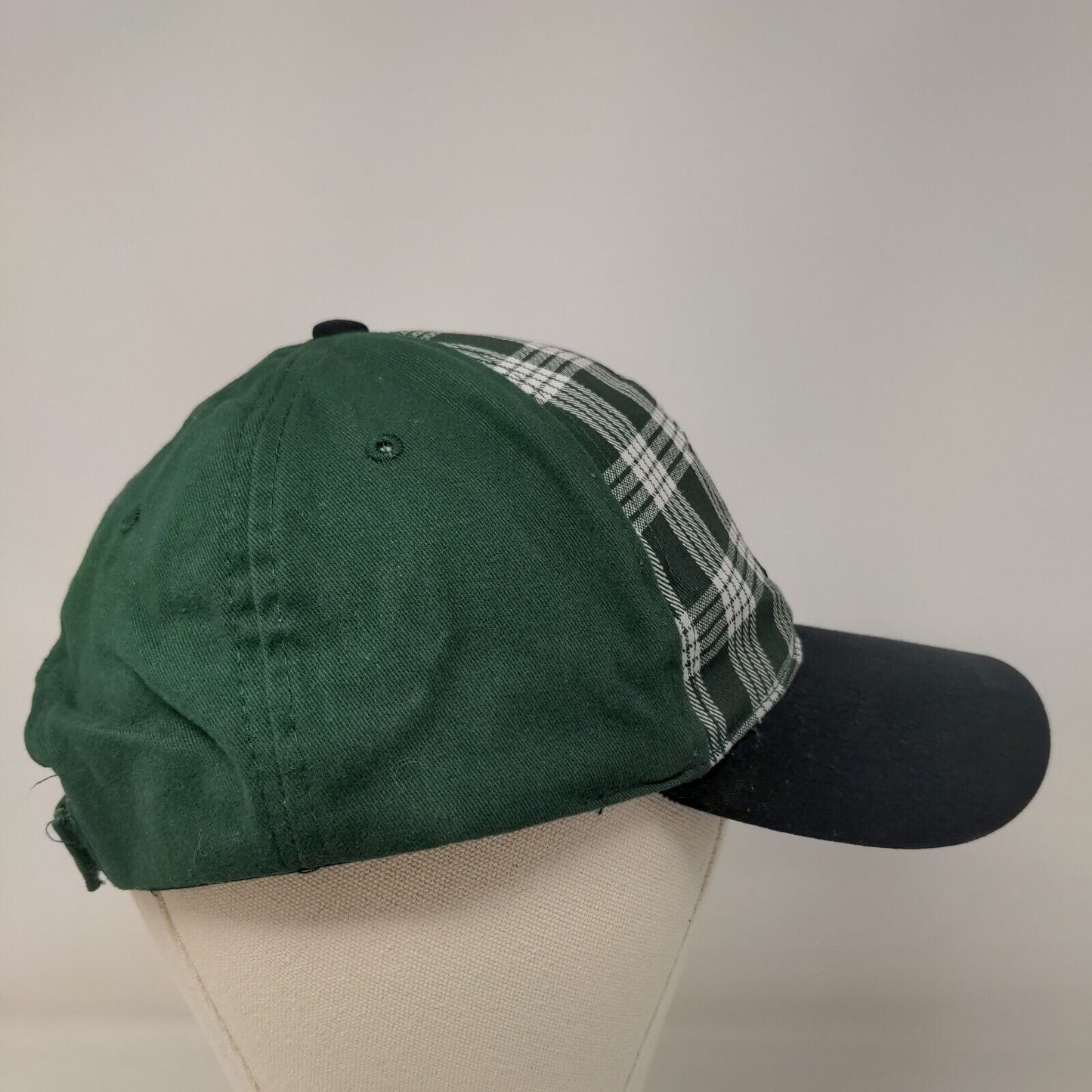 KOP Distributors Hawaii Men's Strapback Hat Green Plaid Embroidered Logo