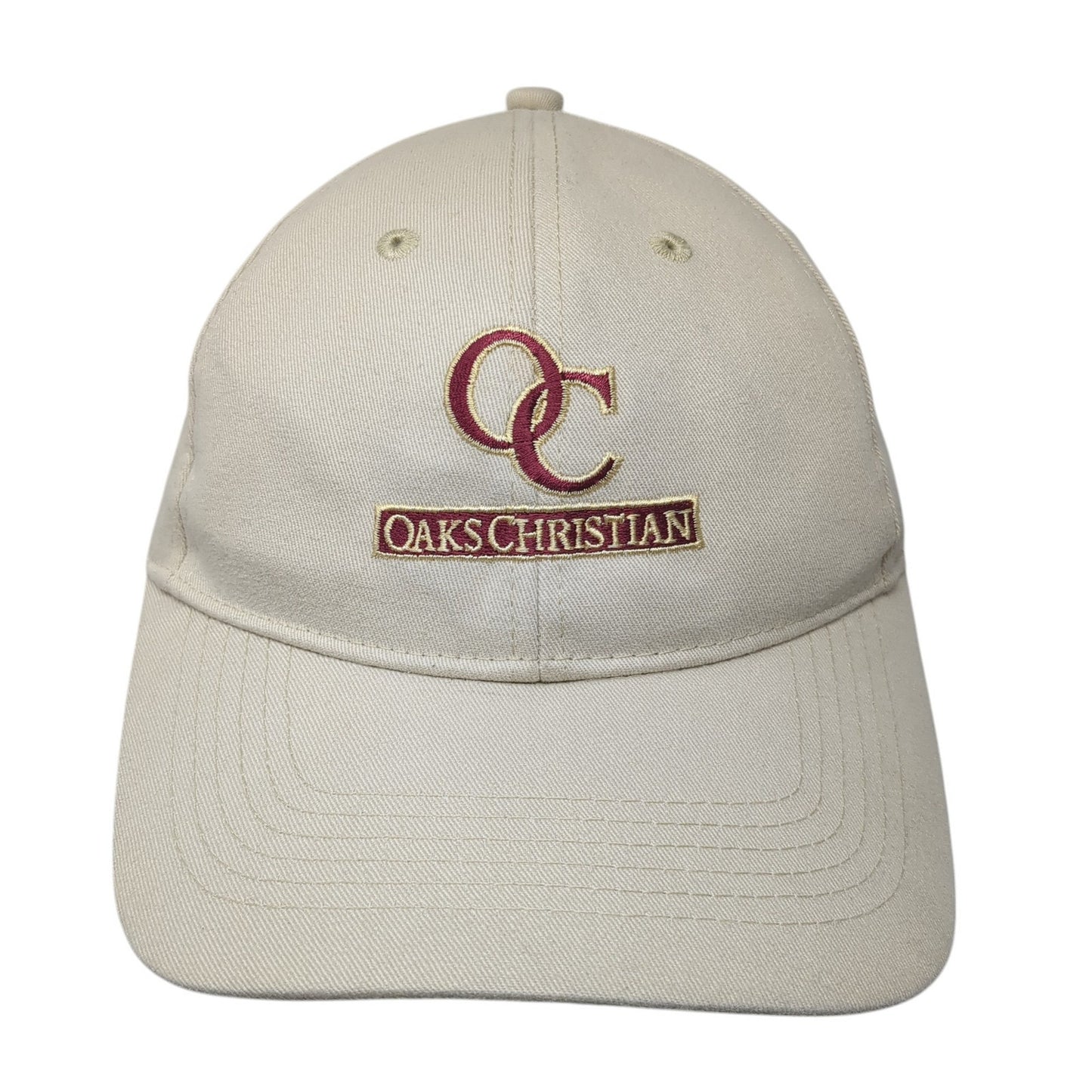 Oaks Christian Strapback Hat Beige One Size Adjustable Pacific Headwear