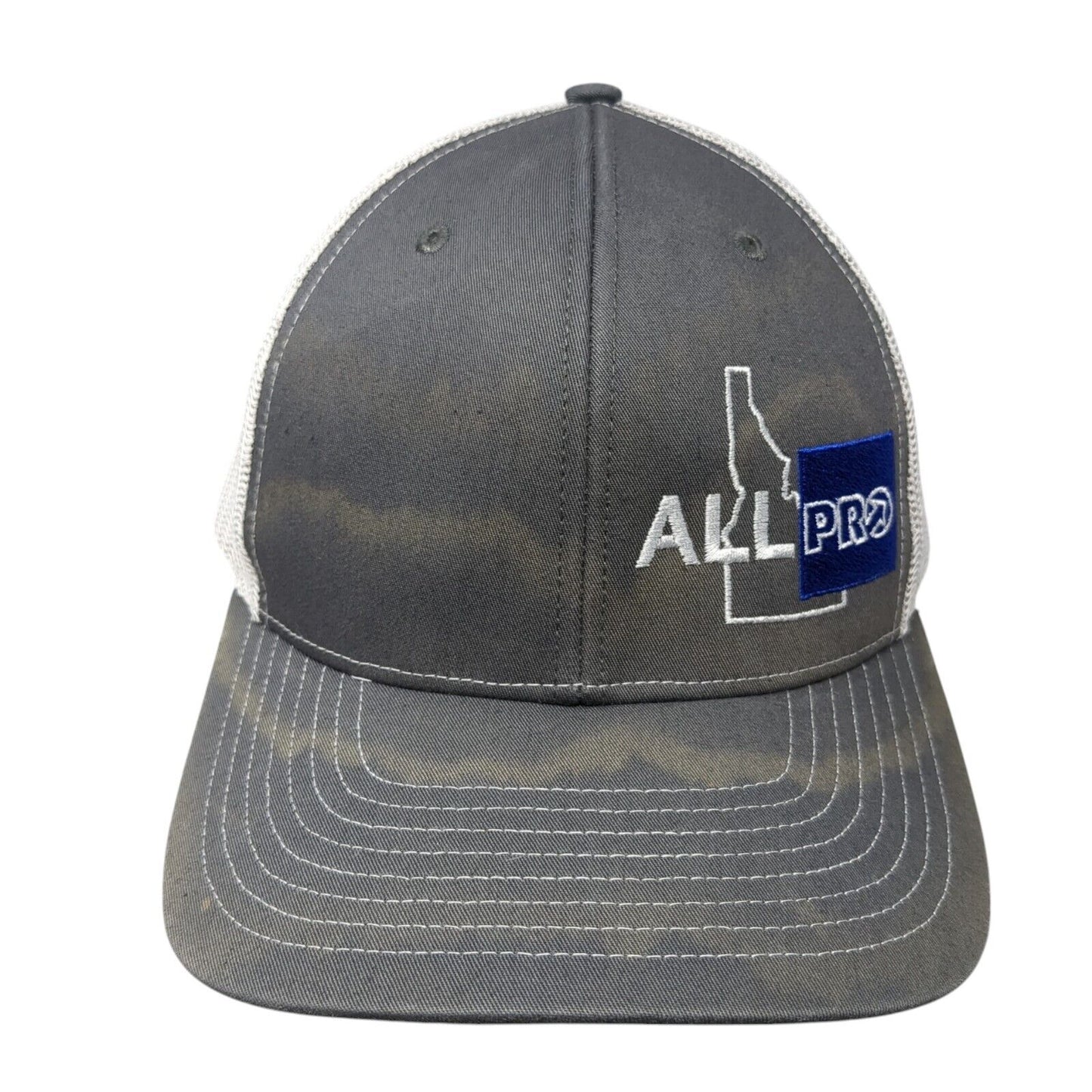 All Pro Idaho Snapback Mesh Back Trucker Hat Gray One Size Embroidered