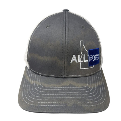 All Pro Idaho Snapback Mesh Back Trucker Hat Gray One Size Embroidered