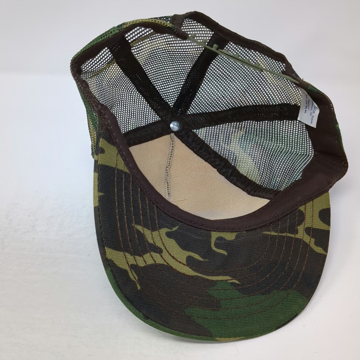 I/D/E/A inc. Trucker Hat Green Brown One Size Wood Duck Hunting Camo Graphic USA
