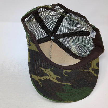 I/D/E/A inc. Trucker Hat Green Brown One Size Wood Duck Hunting Camo Graphic USA