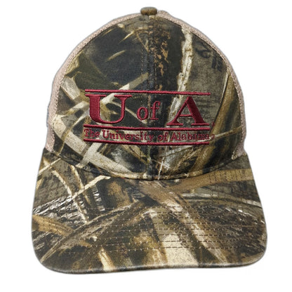 The Game Alabama Crimson Tide NCAA Trucker Hat Green Beige Red OSFM Camo Mesh